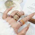 Удивителен ръчно изработен еластичен пръстен от естествени камъни мукаит мънисто фасета 3 мм и стоманено позлатено мънисто -S-PK1103