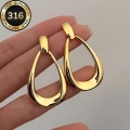 Елегантни висящи обеци с форма на капки ,размери 4 на 2,5 см, закопчаване на винт, златно покритие - S-O2217